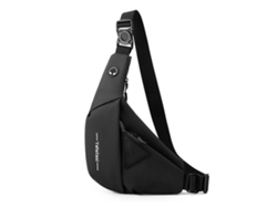 Mochila bandolera impermeable para hombre con orificio para auriculares, bolsillos con cremallera, bolso de pecho multifuncional - Negro.