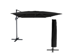 Sombrilla Excéntrica Molokai Rectangular 3X4M Negro Funda HAPPY GARDEN