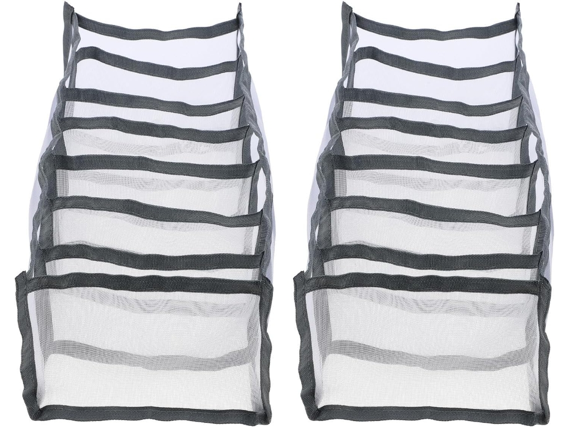 Organizador Armario Plegable 2 Piezas Nailon 7 Compartimentos Visibles Guardar Vaqueros Pantalones Práctico
