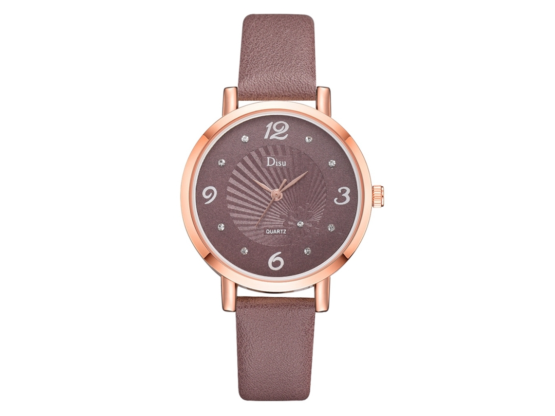 Reloj De Cuarzo Sencillo Para Mujer Con Correa De Piel Sintética Beige.