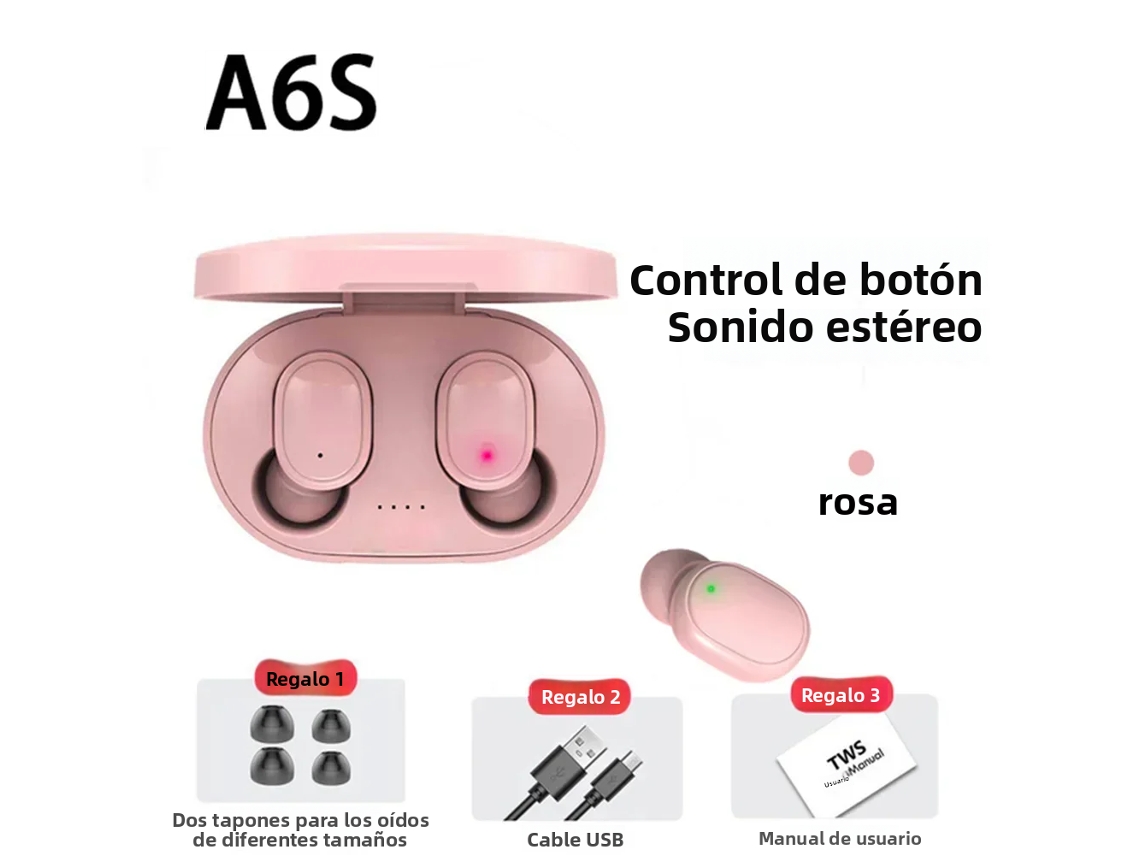 Auriculares Inalámbricos Bluetooth 5.0 (color Rosa) Con Cancelación De Ruido, Controles Táctiles Hif Estéreo Deportivos.