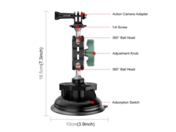 Soporte universal con ventosa para cámara, teléfono, iPhone y GoPro para coche