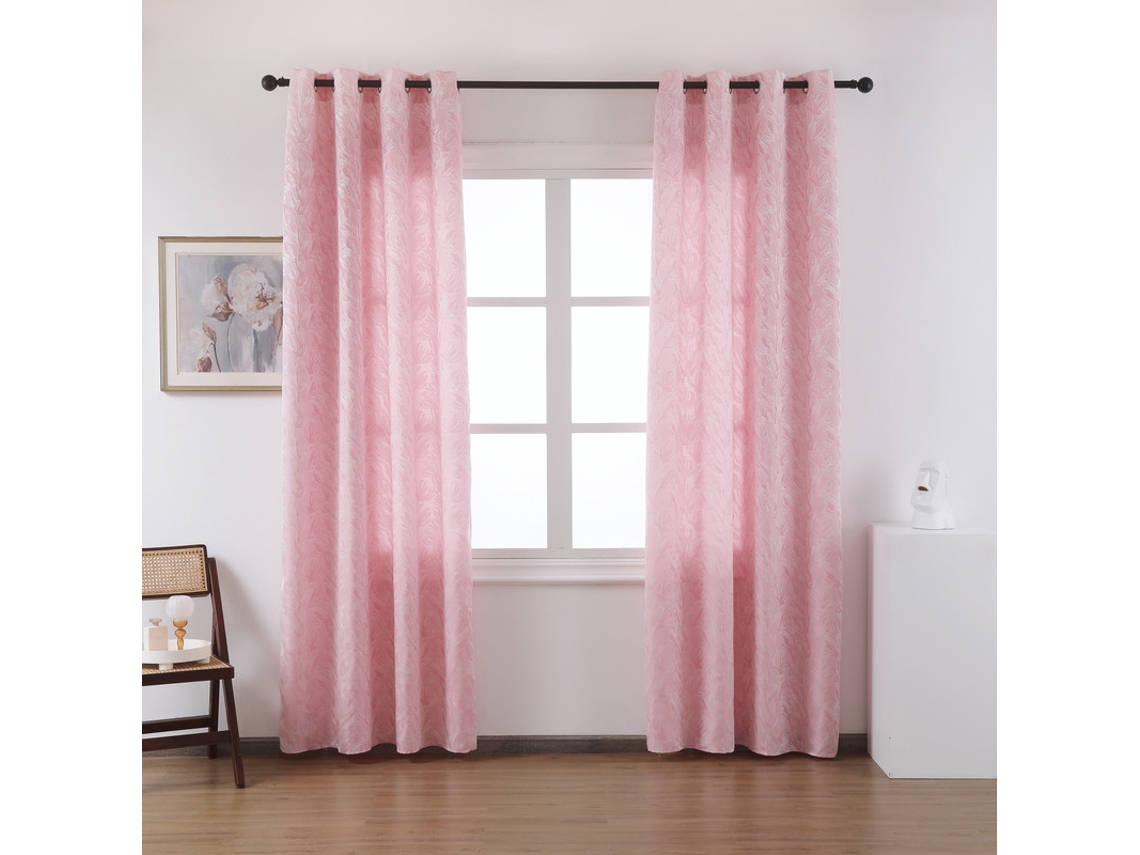 Cortina de Tela Gruesa con Estampado Tridimensional de Margaritas Rosa Salvaje 140 x 260 cm - Individual