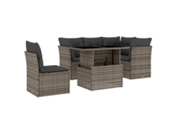 Conjunto 6 de muebles de jardín VIDAXL y cojines ratán sintético gris