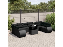 Conjunto de sofás de jardín de 11 piezas DKD Home Decor con cojines de mimbre negros