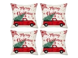 4 Fundas de Cojines Navideños Copo de Nieve Reno Árbol de Navidad TRUYUETY