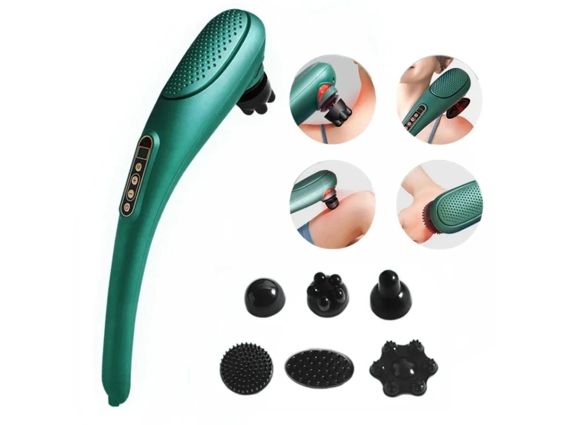 (verde) Masajeador De Mano 6 En 1, Masajeador De Espalda Y Cuerpo Completo Con 15 Modos De Vibración