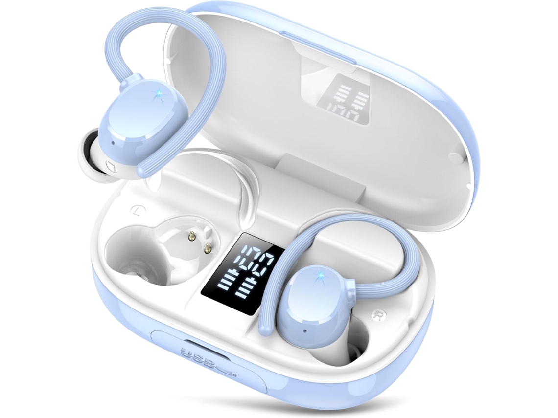 Auriculares Deportivos Blues Bluetooth 5.3 128h Enc Bass Profundo Ipx7 Con Presillas Led