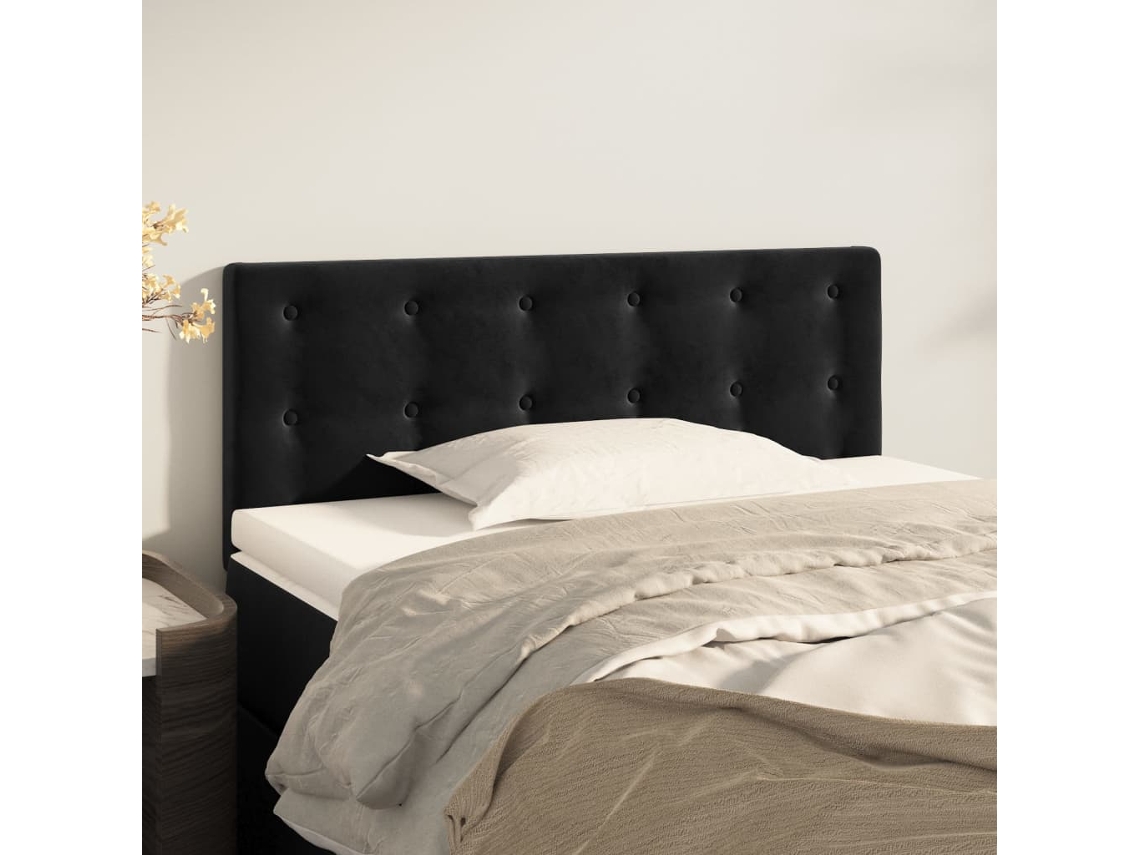 Cabecero De Terciopelo Negro 90x5x78/88 Cm