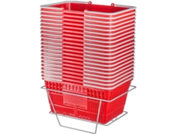 Juego de cestas de compra apilables de 21L con soporte Tekmaquinas