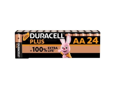 Pilas Alcalinas AA DURACELL Plus 1.5V LR6 MN1500 Paquete con 24
