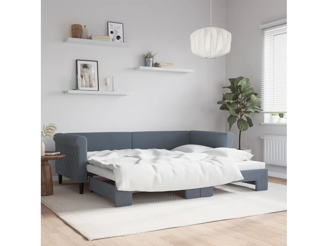 Sofá Cama Nido Terciopelo Gris Oscuro 90x200 Cm