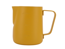 Jarra para espumar leche de acero inoxidable 304, taza amarilla para latte art de 300 ml