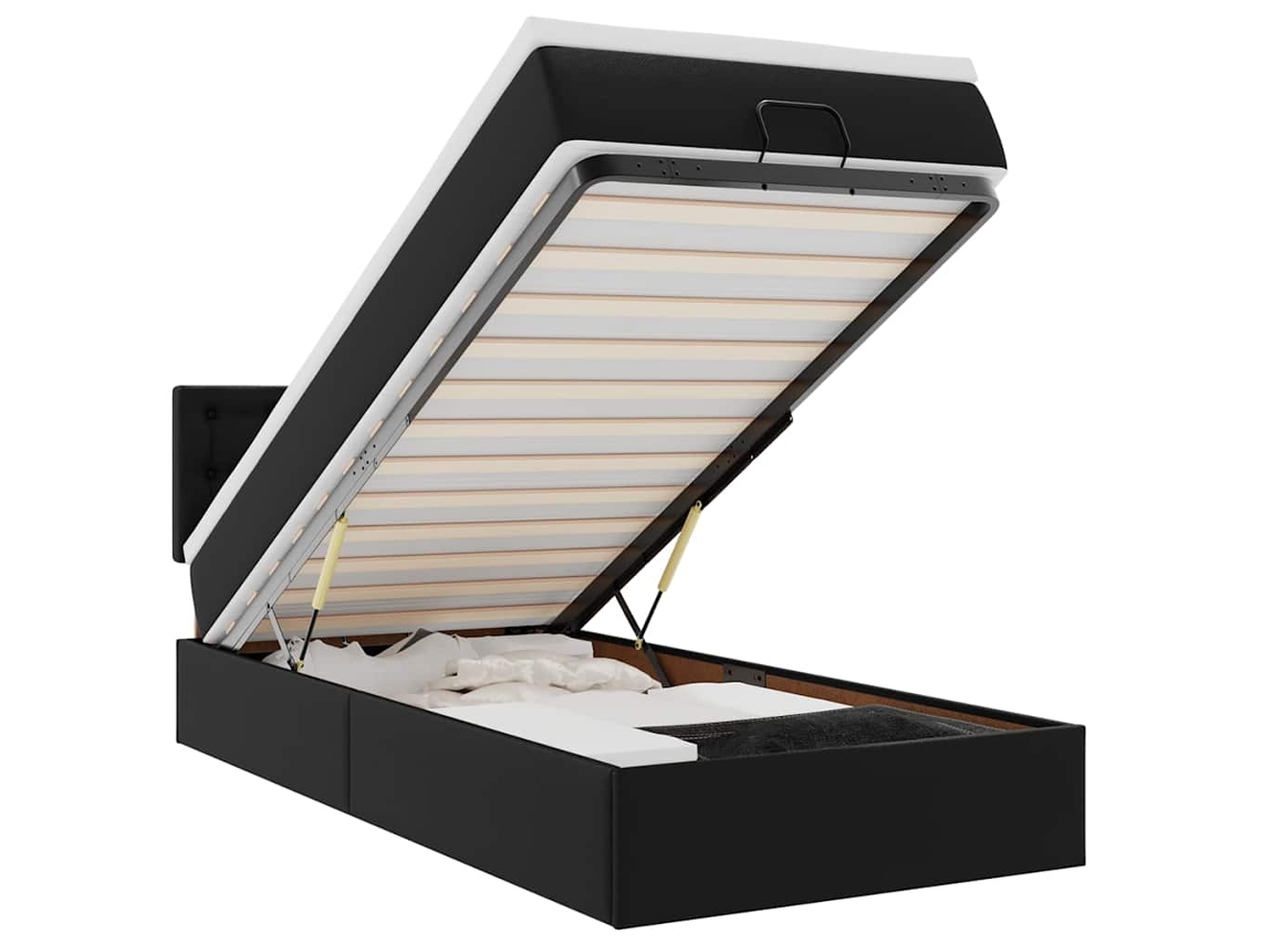 Maison Exclusive - Estructura Cama Otomana Colchón Cuero Sintético Negro 100x200cm