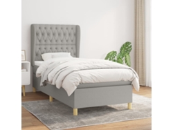 Cama Box Spring Con Colchón Tela Gris Claro 100x200 Cm