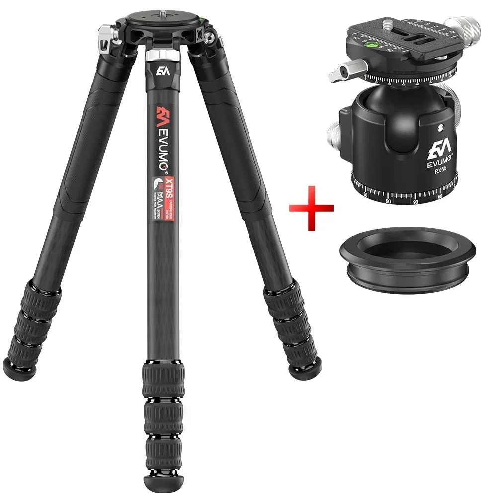 Trípode de caza Evumo XT9S para cámara, fibra de carbono robusta, superestable para observación de aves, carga máxima de 40 kg, XT9S RX55