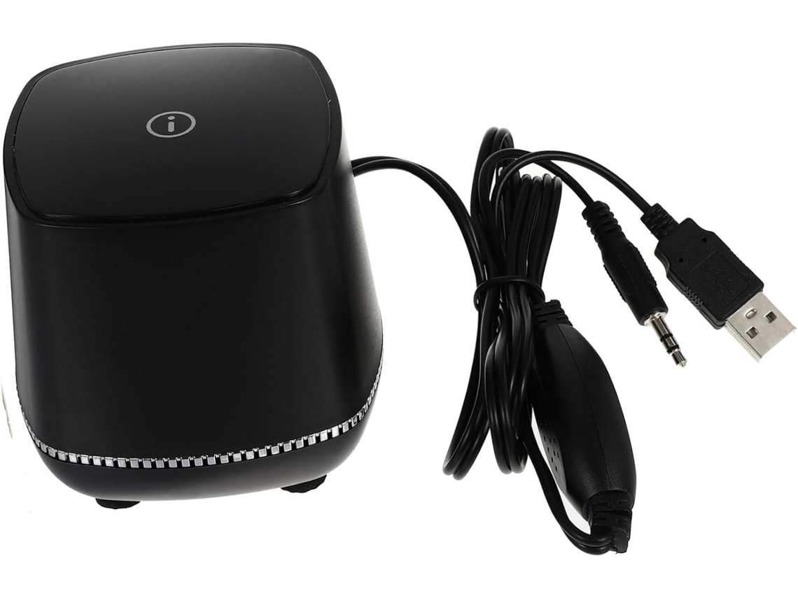 Mini Caja De Sonido Portátil Negra Con Batería De 350 Mah, Botones Integrados Y Altavoz.