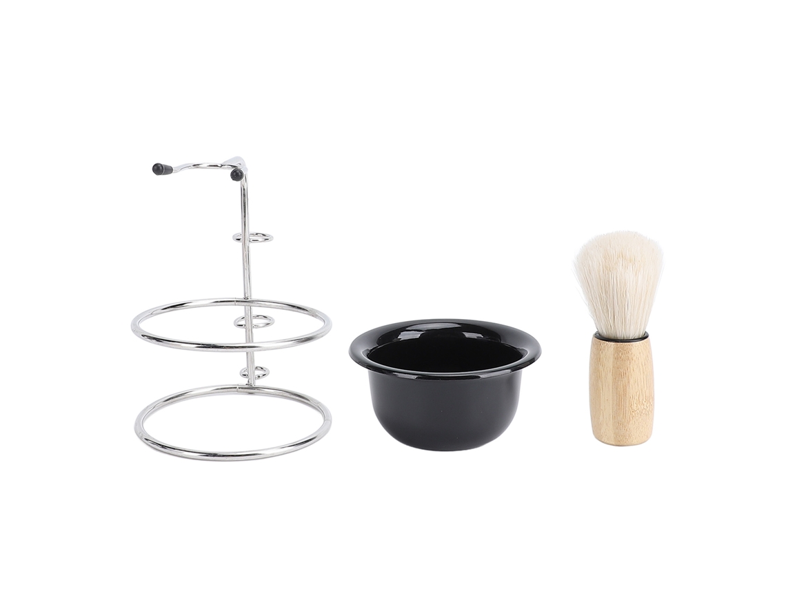 Kit De Afeitado Con Brocha De Pelo Sintético, Cuenco Y Soporte De Acero Inoxidable Para Hombres
