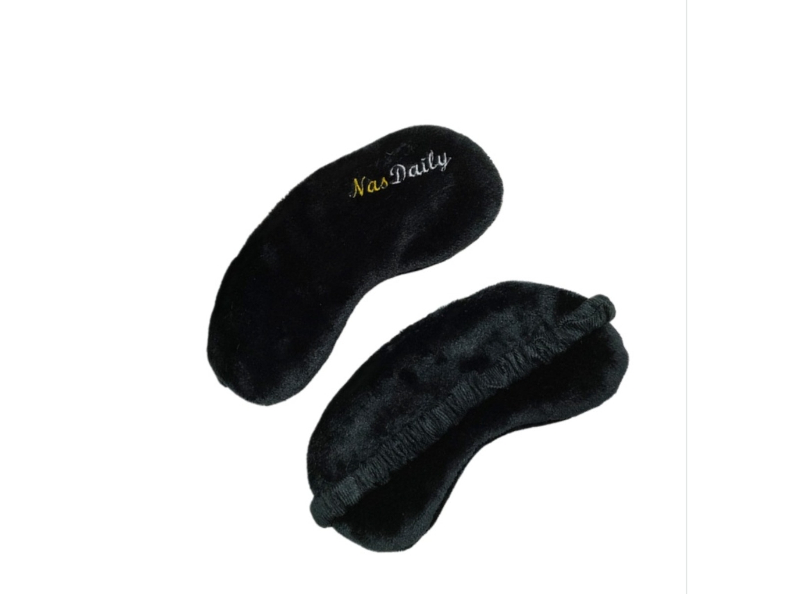 Antifaz de felpa de doble cara para siestas - Suave, transpirable y cálido para uso doméstico - Negro
