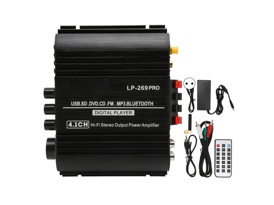 Amplificador Estéreo Hifi Bluetooth 5.0 4.1 Canales Sin Pérdidas Con Control Remoto, Enchufe Europeo De 100-240 V