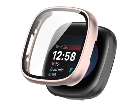 Fitbit Versa 4 piezas + funda protectora integrada con película templada (oro rosa)