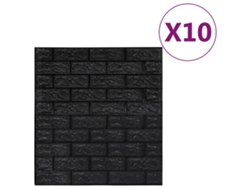 Conjunto 10 Vinilo de pared VIDAXL Negro Polietileno