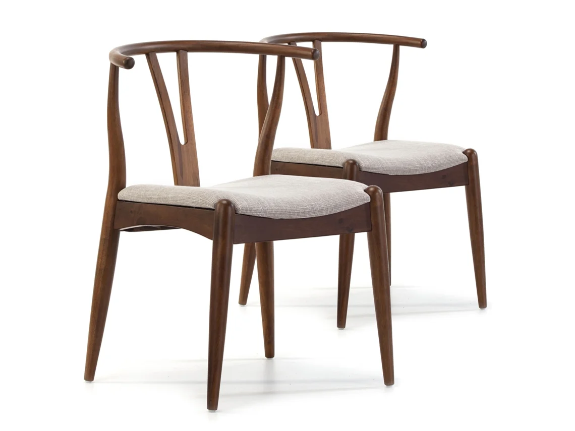 Conjunto de 2 Cadeiras Rustic Cor Noz Madeira Sólida 55 X 54,5 X 76 Cm VS VENTA-STOCK