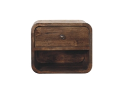 Mesita de noche redonda de madera maciza con un cajón de ARTISAN FURNITURE EST 1995 TM
