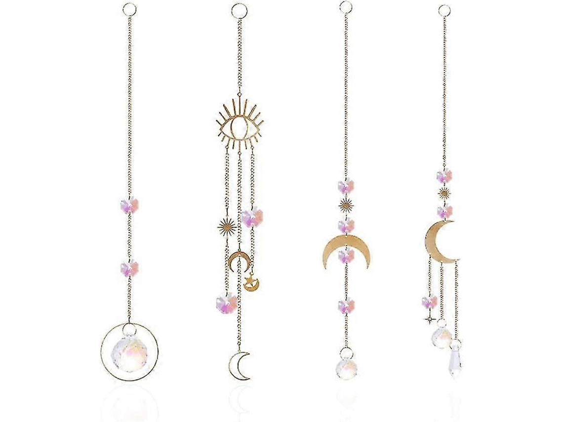 4 piezas de atrapasoles de cristal prismáticos para colgar, adorno de árbol de cristal