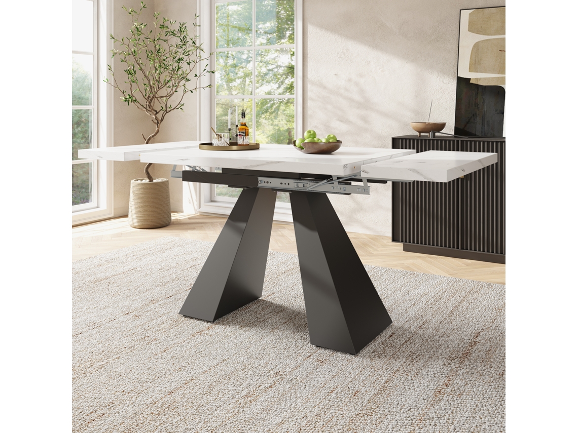 Mesa Extensible 99-159 Cm - Mesa De Comedor Compacta, Diseño Flexible, Para Oficina Y Salón - Blanco