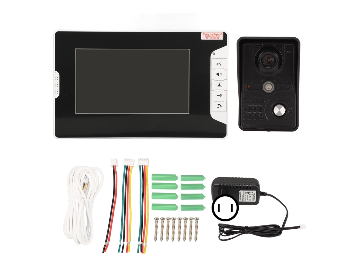 Sistema de videoportero de 7 pulgadas con pantalla LCD de visión nocturna, monitor de cámara manos libres, enchufable.