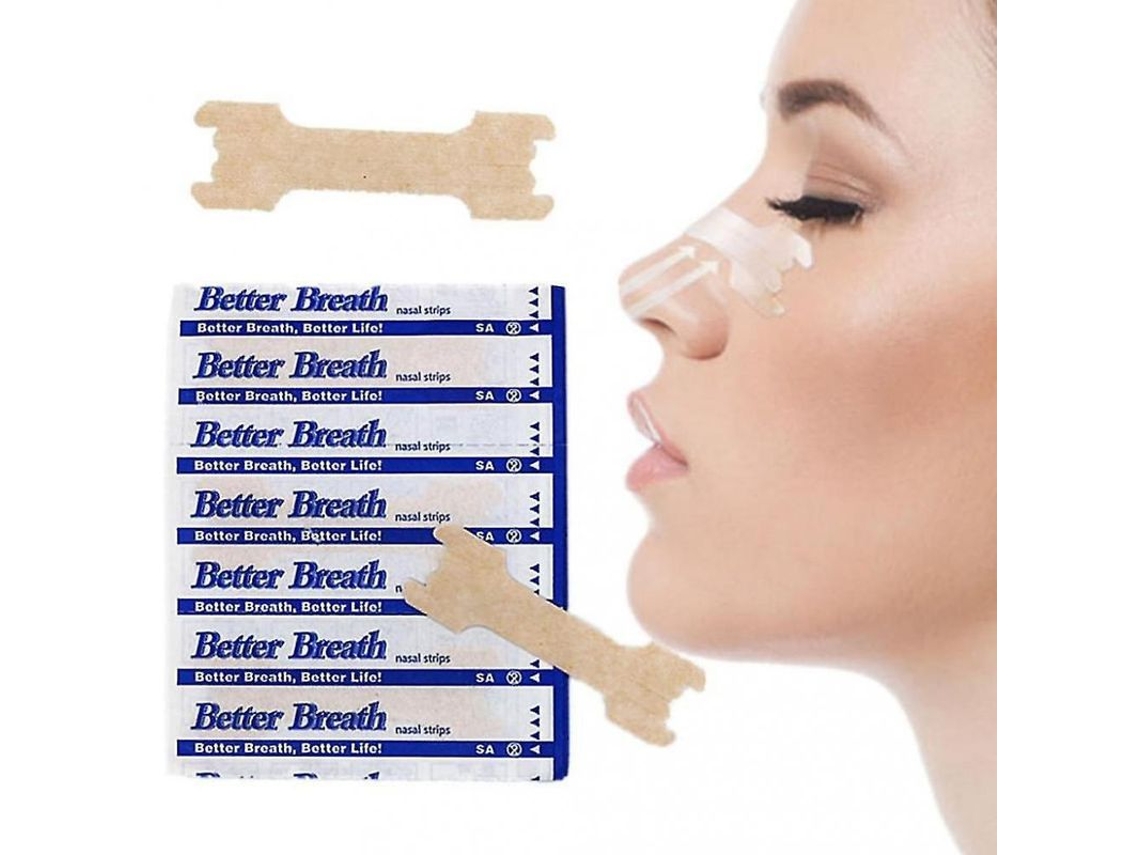 100 Parches Nasales Better Breath Contra Los Ronquidos, Tiras Nasales Lru De 66 Mm X 19 Mm