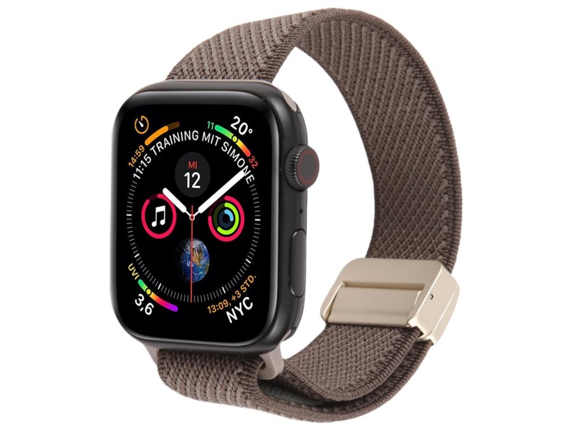 Pulsera de nailon bicolor con cierre magnético marrón oscuro y claro para Apple Watch 46/49/45/44 mm XIAOMOYU