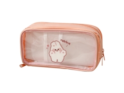 Estuche De Lápices Transparente De Pvc Con Diseño De Conejito Rosa, Capacidad Grande, Resistente Al Agua, Estuche Para Lápices Y Bolígrafos