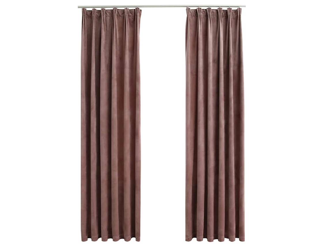 Maison Exclusive - Cortinas Opacas Ganchos 2 Pzas Terciopelo Rosa Viejo 140x245 Cm