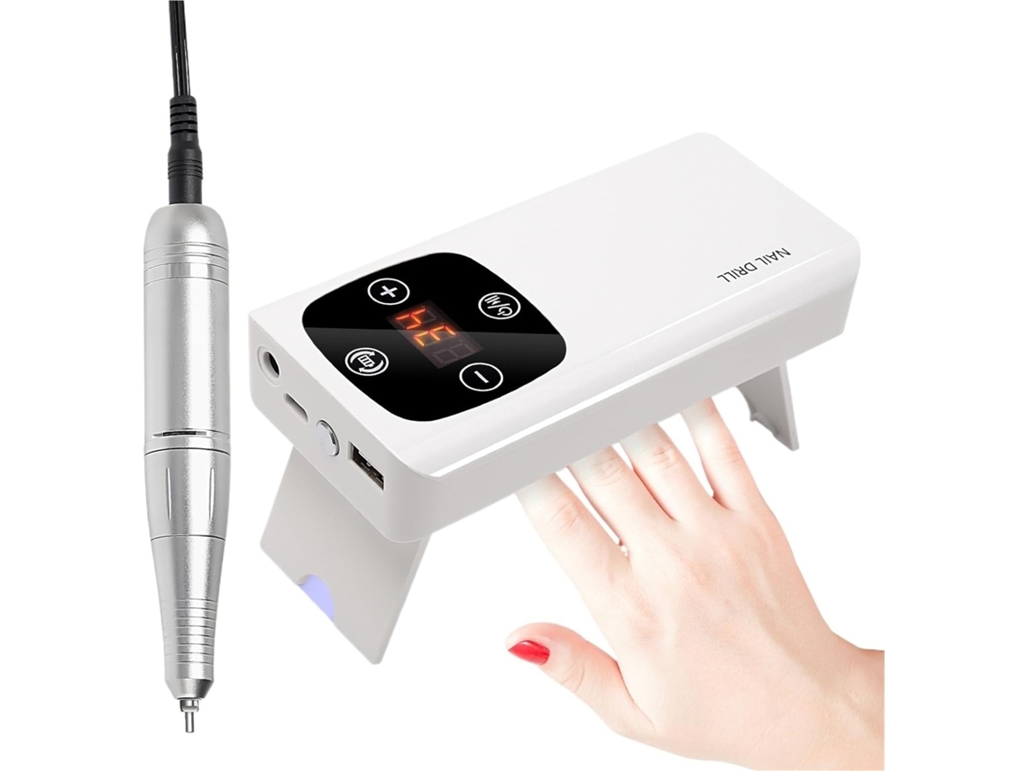 Taladro De Uñas Portátil 3 En 1 De 45000 Rpm, Herramienta Eléctrica Profesional Con Luz Led Y