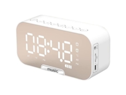 Reloj despertador digital Radio Fm Inalámbrico Bluetooth5.0 Espejo Reloj LED con altavoz Color: Blanco 918