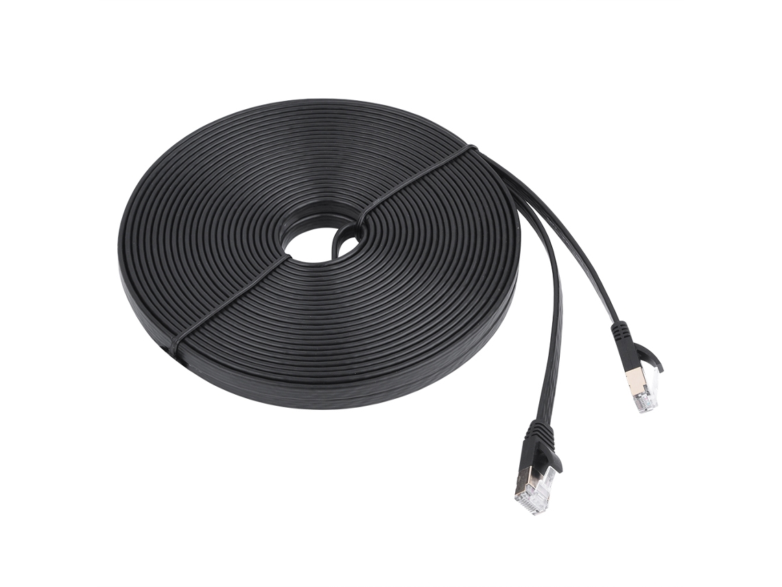 Cable De Parche De Red Ethernet Plano Blindado Cat7 Rj45 600mhz De 15m