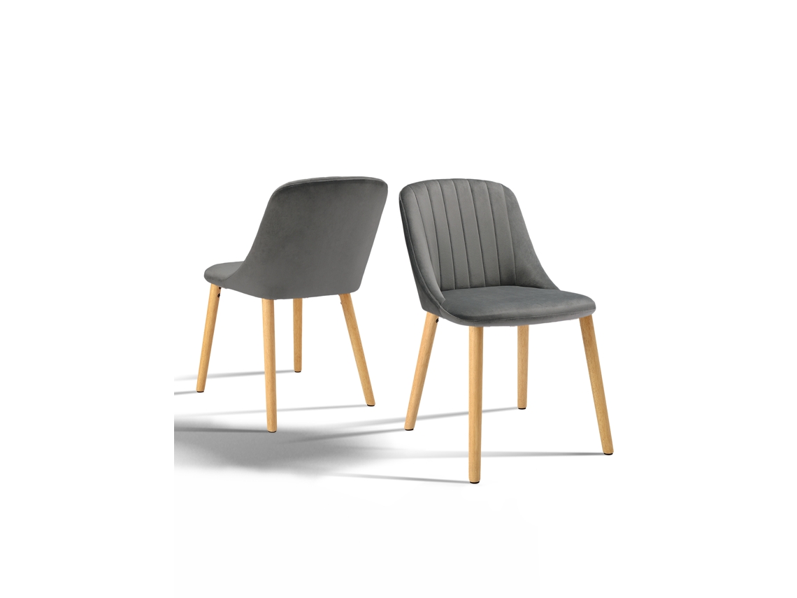 Sillas De Comedor Goeurvant 993(pack De 2, Gris Claro, Terciopelo)