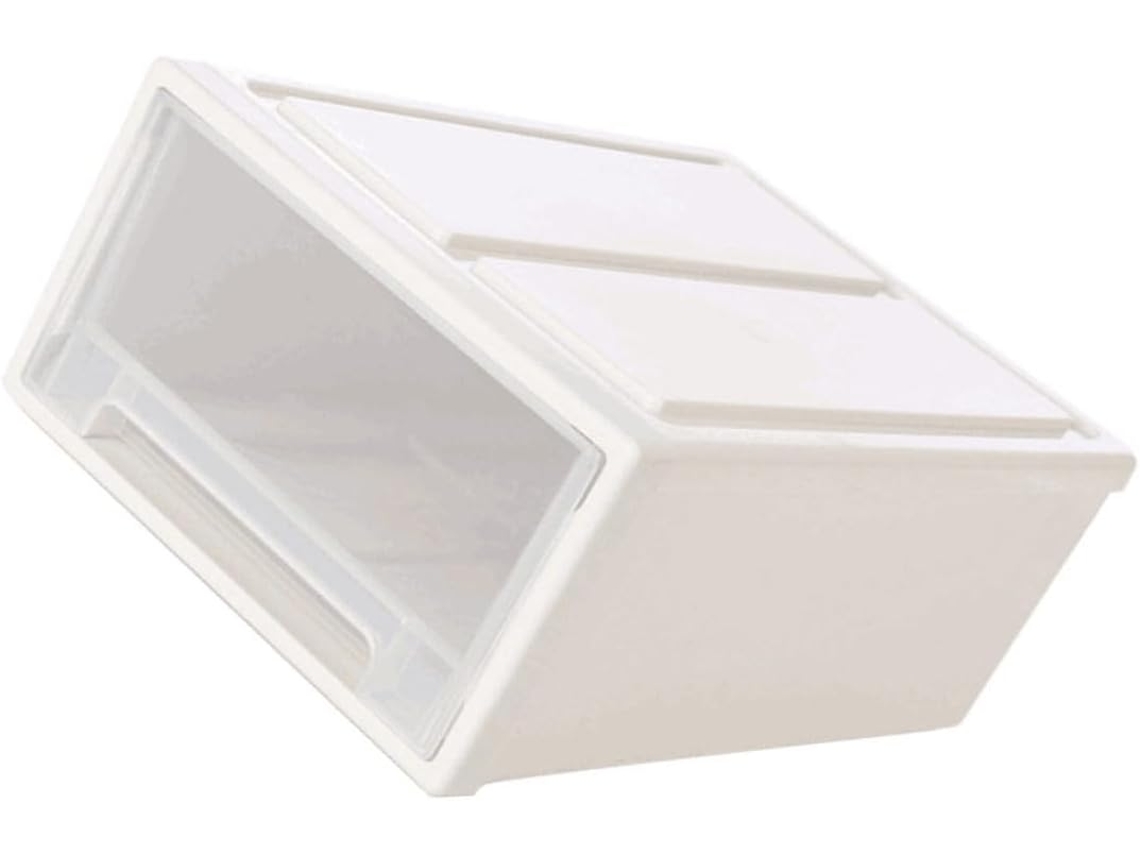Caja organizadora de plástico blanco transparente, fácil de mover, cajones apilables, gran capacidad, GOKOCO Clothes