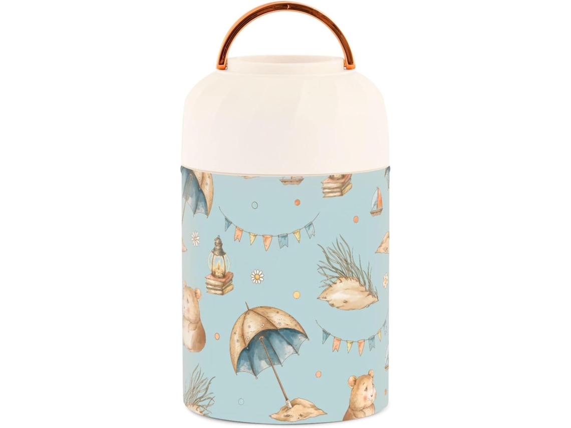 Recipiente Térmico De Acero Inoxidable Con Cuchara Diseño Vintage Hámster Para Niños Y Mujeres 500 Ml Gra...