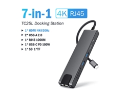 Estación de acoplamiento Yizhood USB C a RJ45 Gigabit Ethernet 4K HDMI Ranura para lector de tarjetas SD/TF multipuerto para computadora portátil Mac gris
