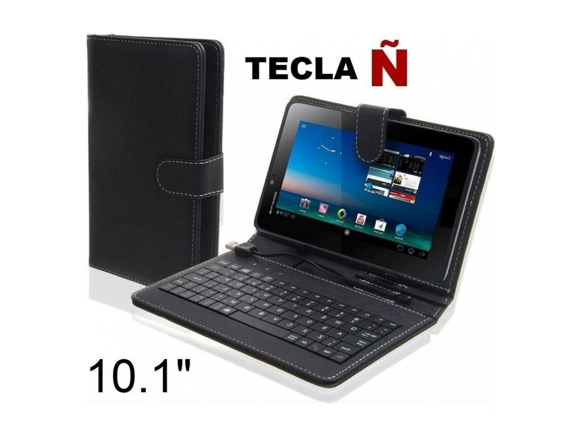 Funda Con Teclado Tablet 10' 10.1' Universal Teclado Español Ñ Piel Sintetica-Sunnig SUNNING