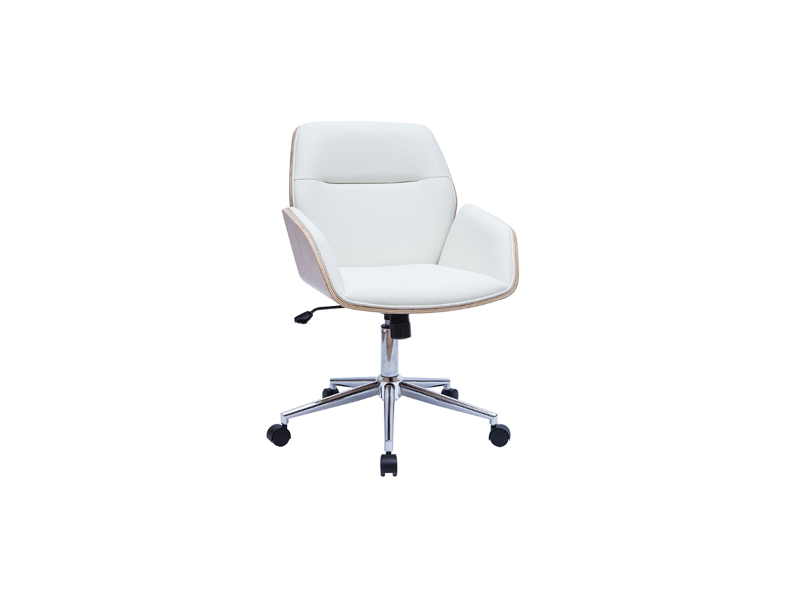 Silla de Oficina Giratoria Blanca Con Madera Clara Marlow MILIBOO
