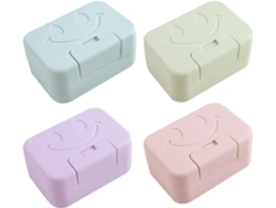 Juego de 4 jaboneras de viaje para baño con tapa 11×7,5×5 cm Dureforward