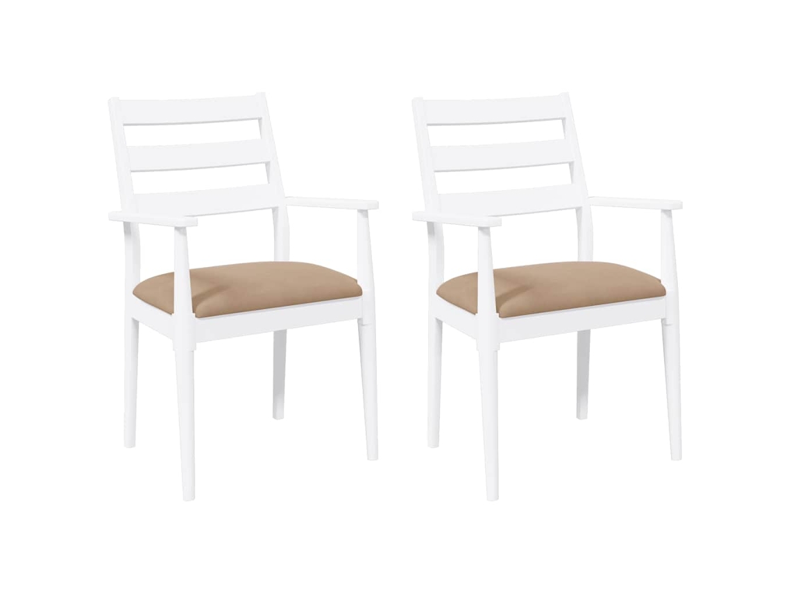Maison Exclusive - Sillas De Comedor Con Cojines, 2 Unidades, Blancas, Madera Maciza, Caucho