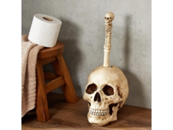 Escobilla de baño con forma de calavera. Dimensiones: 20,5 x 5,5 x 40,5 cm.
