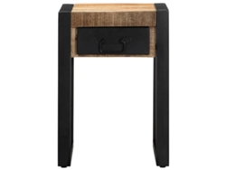 Mesa Auxiliar | Mesa Lateral Madera Maciza De Mango Rugosa 35x35x50 Cm