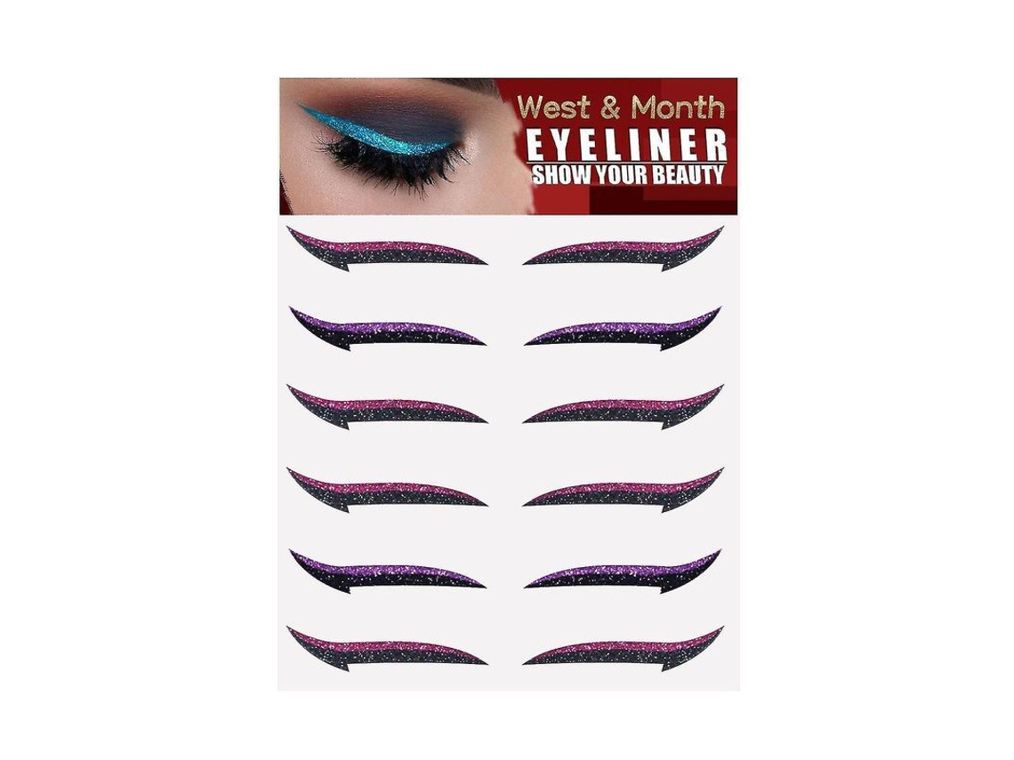 Adhesivos Autoadhesivos Para Delineador De Ojos, Adhesivos Para Párpados Dobles, Maquillaje De Escena, Maquillaje De Ojos, Morado + Rosa, 6 Pares