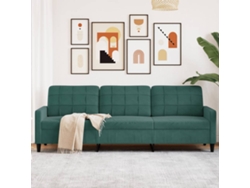 Sofá De 3 Plazas Terciopelo Verde Oscuro 210 Cm